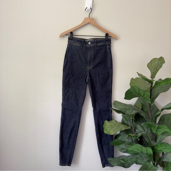 Everlane The Way High Skinny Jean Organic Cotton Dark Wash Pockets Button Zip 27 - Picture 1 of 10